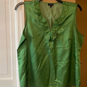 Talbots NWOT green cotton/silk sleeveless shirt